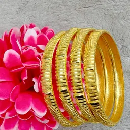 Vinayak enterprise Set Of 4 Gold-Plated Traditional Bangles image 5
