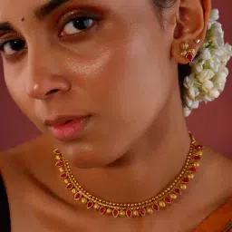 Fida Handmade Ethnic Temple Maroon Jewellery Set-picture-48