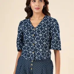 Akkriti by Pantaloons Blue Cotton Printed Top-image-41