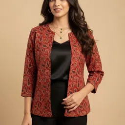 Indyvarna Printed Cotton Front Open Overcoat image 4