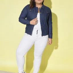 BUY NEW TREND Women Lightweight Denim Jacket with Patchwork image 3