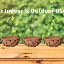 go hooked 10 Inch Coir Hanging Basket with Metal Hanging Chain image 3