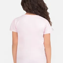 KIDKLO Girls Pink Printed Round Neck T-shirt image 3