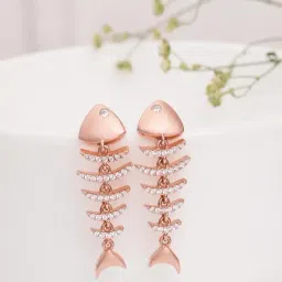 GIVA 92.5 Sterling Silver Fishbone Earrings for Women-image-1