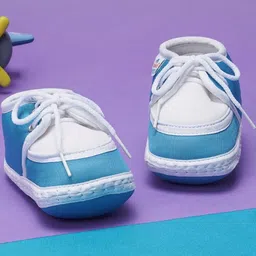 NESKA MODA Kids-Unisex Blue Cotton Booties image 1