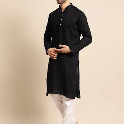 RAJUBHAI HARGOVINDAS Men Black Pastels Kurta image 2