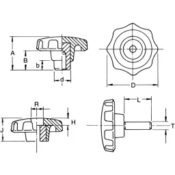 RS PRO Black Multiple Lobes Clamping Knob M6 Threaded Through Hole, 686193 image 3