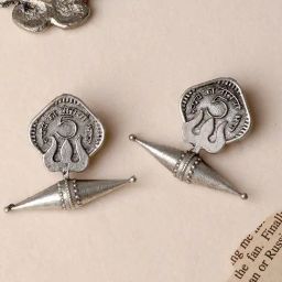 Teejh Ethnic Aisha Silver Oxidized Stud Earrings-picture-21