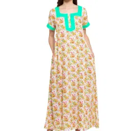 PATRORNA White & Yellow Floral Print Nighty-picture-12
