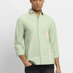Forever 21 Light Green Cotton Regular Fit Printed Shirt-image-68