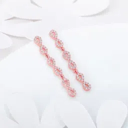 GIVA 92.5 Sterling Silver Rose Gold Grand Opulence Dangler Earrings-picture-35