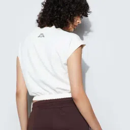 Kappa Off White Cotton Regular Fit Printed Top image 2