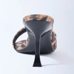 LUNA BLU by Westside Brown Leopard Design Stiletto Heel Sandals image 3