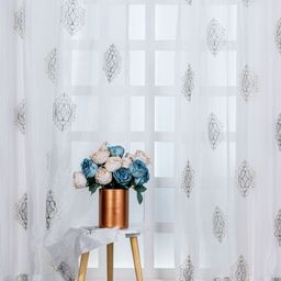 Parda Online White & Grey Set of 2 Embroidered Sheer Door Curtain-picture-6