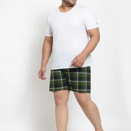 plusS Men Plus Size Green & Black Checked Pure Cotton Boxers image 2