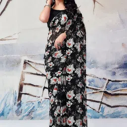 SANISA Floral Poly Georgette Designer Saree-picture-11