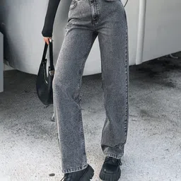 Crazeis Women Comfort Straight Fit High-Rise Light Fade Acid Wash Stretchable Jeans image 4