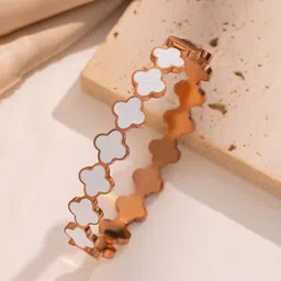 Designs & You Stainless Steel Rose Gold-Plated Anti Tarinish Enamelled Bangle Bracelet-image-3