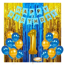 Zyozi Birthday Decoration kit for Boys 1st Birthday Supplies Items Blue - 36 Pieces-image-63