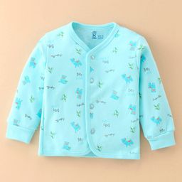 Pink Rabbit Cotton Single Jersey Knit Full Sleeves Vest Llama Print - Sea Blue-picture-22