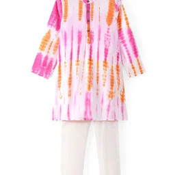 Babyhug Cotton Woven Full Sleeves Kurta & Pyjama Set Tie & Dye Print - Pink-picture-10