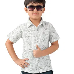 BABY CLOSET Pure Cotton Half Sleeves Abstract Printed Shirt - Light Green-picture-20