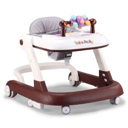 fab n funky 2 in 1 Walker with Height Adjustment & Detachable Toy Bar - Brown|Lights & Music| Anti-trip Design| Mute Swivel Wheels| Push Walker| Toy for Boys & Girls of 6 to 24 months| Activity Gift-picture-4