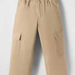 UCB Cotton Woven Full Length Solid Colour Trouser Pant With Cargo Pockets - Peach-picture-15