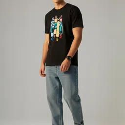 OUTLAWS Men Graphic Printed Round Neck Cotton T-shirt-image-52
