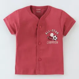 Cucumber Sinker Knit Half Sleeves Night Suit Ball Print -Retro Red image 2