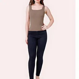 Kilvis Brown Nylon Lightly Padded Camisoles-picture-30