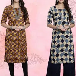 Ethnic basket Women Pack Of 2 Multicoloured Crepe Kurtas-picture-30