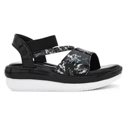 Stefens Graffiti Style Splashed Strappy Sandals - Black image 4