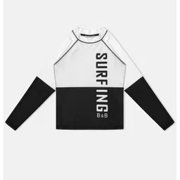 Bubble Berry Full Sleeves Colour Blocked 2 Piece Swimsuit - Black & White image 4