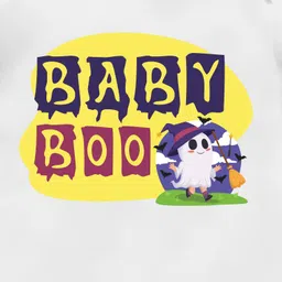 The Peppy Tend Halloween Theme 100% Cotton Half Sleeves Baby Boo Text Printed Romper - White image 4