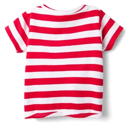 Babyhug 100% Cotton Knit Half Sleeves Antibacterial Striped & Animal Printed Front Open Vests Pack of 3 - Navy Blue Red & White image 3