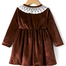 Mark & Mia Woven Full Sleeves Frock with Bow & Lace Detailing - Brown image 3