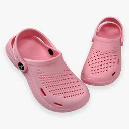 Toothless Solid Perforated Slingback Clogs - Pink image 4