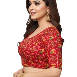 PU FASHION Printed Round Neck Saree Blouse image 4