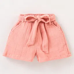 Mark & Mia Sleeveless Top & Shorts with Belt Solid Color - Peach image 4