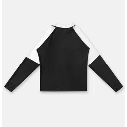 Bubble Berry Full Sleeves Colour Blocked 2 Piece Swimsuit - Black & White image 5