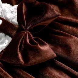 Mark & Mia Woven Full Sleeves Frock with Bow & Lace Detailing - Brown image 4