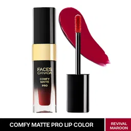 FACES CANADA Comfy Matte Pro Liquid Lipstick 5.5ml - 10Hr Stay & No Dryness - Revival Maroon 14-picture-26