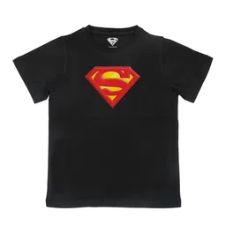 Superman Boys Black Printed Pure Cotton T-shirt image 1