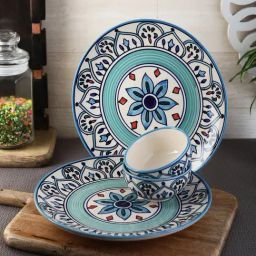 VarEesha The Royal Crown Turquoise 4 Piece Dinner Set-picture-8