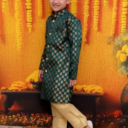 BownBee Boys Self-Design Sherwani Set image 3