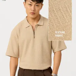 The Souled Store Canoli Loose Fit Texture Polo T-Shirt-picture-10