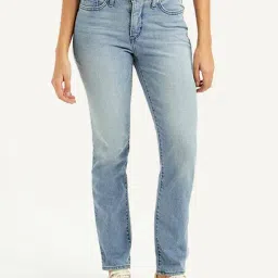 Levi's Light Blue Cotton Straight Fit Jeans-picture-28