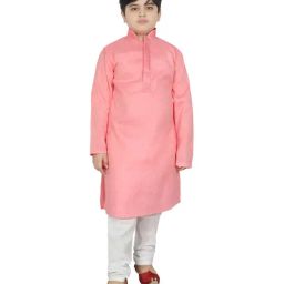 SG Yuvraj Kids Pink Cotton Kurta Set-picture-1