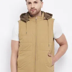 Duke Camel & Brown Slim Fit Quilted Reversible Jacket-image-4